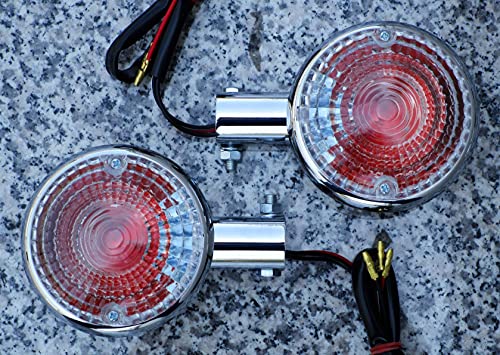 i5 Two Clear Lens Chrome Turn Signals for Yamaha Virago 250 535 750 1100, VMax, V-Max, Road Star, Royal Star, VStar V-Star 250 650 1100.