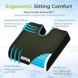 AUVON Gel Wheelchair Seat Cushion, Relieve Sciatica, Back, Coccyx, Pressure Sore and Ulcer Pain, Refreshing Ergonomic Chair Cushion with Waterproof Silk Fabric, Anti-Slip Cover, Removable Strap