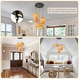 AOODU Rattan Pendant Light Bamboo Hanging Light 3-Lights Boho Pendant Light Fixture Woven Basket Wicker Shade Rattan Chandelier for Living Room Dining Room Kitchen