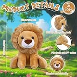 VercanMonth 12 Pieces Lion Plush Set 6 Inches Cuddly Lion Stuffed Animal Soft Cuddly Plushie for Boys Girls Birthday Favors Gifts Forest Party Decor