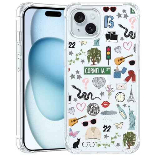 JKLASD Taylorism Musician Phone Case Compatible with iPhone 15,Cool Queen Aesthetic Collage Phone Case for Women Girls Clear TPU Shockproof Cover Cases