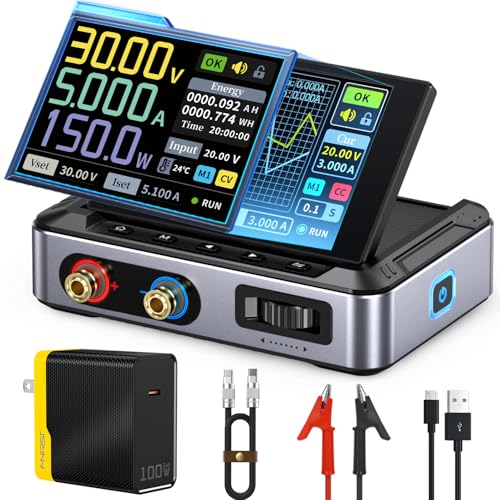 FNIRSI DPS-150 DC Power Supply Variable, 0-30V 0-5A Adjustable DC CNC Power Supply with 4-Digit IPS Display, <20mV Power Ripple, PD/QC/DC Input, PC Programmable Regulated Switching Power Supply