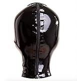 SMspade Latex Hood Latex Mask Rubber Catsuit Mouth Open with Zipper Latex Mask (L)