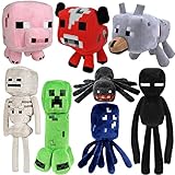 Song Voice 8-Pack-Game Stuffed Animals Toys (2023 New Suit) Creeper Plush, Baby Pig, Wolf,Baby Mooshroom, Enderman, Skeleton Shooter, Spider, Squid, It is a Gift for Children and Fans., (G0112)
