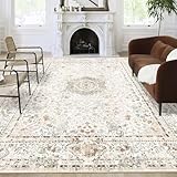 Castage 9x12 Area Rugs Washable,Boho Rug for Living Room Bedroom Dining Room,Large Vintage Bohemian Distressed Carpet Non Slip,Beige