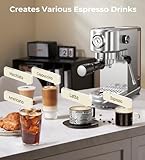 atatix Espresso Machine with Milk Frother, 20 Bar High Pressure Professional Espresso Maker Automatic, Compact Stainless Steel Coffee Machine for Cappuccino, Latte, Gift for Coffee Lover, Silver