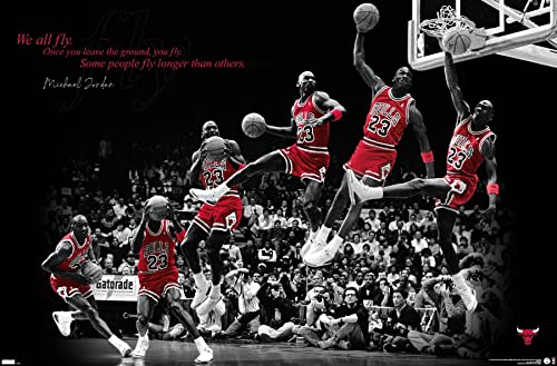 Trends International Michael Jordan - Fly Wall Poster, 22.375" x 34", Premium Unframed Version