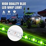 BESTZHEYU 2PCS 0.9M Green LED Whip Light for ATV UTV 3FT LED Whip Light Antenna Whips for RZR Polaris Off-Road Sand Dune Buggy 4x4