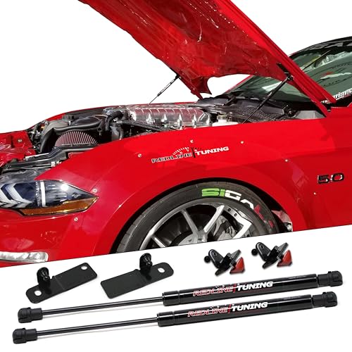 Redline Tuning 21-11035-02 Hood QuickLIFT Plus System Compatible with Ford Mustang 2015-2023 (All Black Bolt-in Components)