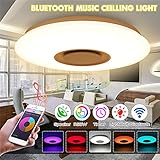 HOREVO Led Music Ceiling Light with Bluetooth Speaker 36W 20 inch Multi Functional APP Upgraded Modern Light Fixtures with RGB Color Changing, Family Party Star Lights (Remote Included)