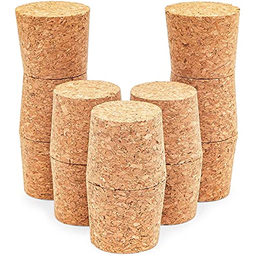 Juvale 12 Pack Size 22 Cork Stoppers for Glass Bottles, Tapered Plugs for Arts and Crafts, DIY (1.7x1.46x1.49 in)