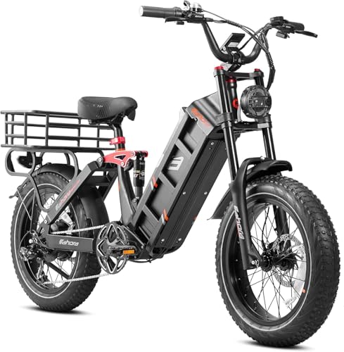 eAhora Juliet Pro II Electric Bike for Adults Peak 5200W Dual Motor Electric Bike Up to 43MPH, 70AH/60AH 220+Miles Long Range Ebike, 20" Fat Tire Full Suspension Electric Bicycle for Commute, UL2849