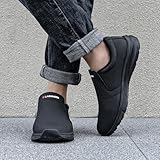 LARN SAFETY Non Slip Shoes Men Slip-Resistant Chef Shoes Waterproof Kitchen Food Service Work Footwear Hospital Nursing Garden Wide/7.5/Black