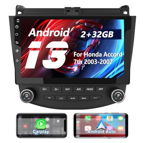 Solvitek 10.1 inch Car Radio for Honda Accord 7th 2003-2007, 2+32GB, Android 13 Stereo with Wireless CarPlay Android Auto FM AM BT GPS SWC