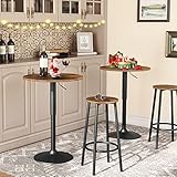 HOOBRO Bar Stools, Set of 2 Bar Chairs, Kitchen Round Height Stools with Footrest, Breakfast Bar Stools, Sturdy Steel Frame, for Dining Room, Kitchen, Party, Easy Assembly, Rustic Brown BF03BY01