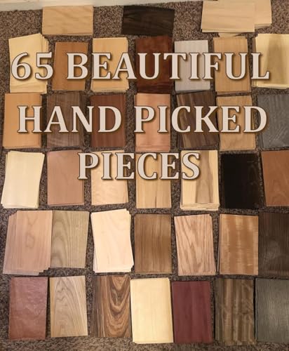 Wood Veneer Variety Pack 65 Pieces 5" x 8" Domestic Exotic Marquetry Pack Inlay 1/42" Thickness Over 18 Square feet