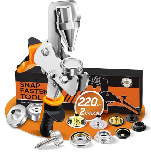 Snap Fastener Tool, Snap Kit with Tool, Canvas Snap Tool with 220 pcs Boat Cover Snaps, Repair and Replace Snaps DIY Leather, Sewing, Tarps, Fabric