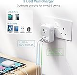 US to UK Plug Adapter 2 Pack, TESSAN Type G Adapter with 4 Outlets 3 USB Charger(1 USB C Port), Power Adaptor for USA to Ireland Scotland Dubai Hong Kong England British Kenya London