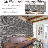 szgwtk 3D Brick Wall Panels,3D Wall Panels Peel and Stick,11.8 x 11.8 inches (Set of 10pcs),3D Self-Adhesive Brick Tiles for Living Room,Fireplace,Bedroom. (Dark Grey)