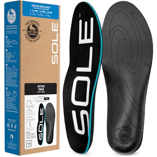 SOLE Active Thick Shoe Insoles – Orthotic Arch Support Inserts for Plantar Fasciitis Relief and Comfort - Mens Size 7/Womens Size 9, 1 Pair