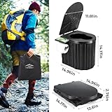 Camping Toilet, Portable Toilet for Adults, 14'' Camping Toilet with Lid, Camp Toilet with Holder, Portable Potty for Camping, Hiking, RoadTrip, Car, Tent, Truck Drivers