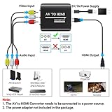 RCA to HDMI Converter, GINGIN 1080p/720p AV to HDMI Converter for TV/PC/N64/Wii/PS1/PS2/PS3/STB/Xbox/VHS/VCR/Blue-Ray DVD Players, with RCA and HDMI Cables