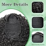 Youthfee 27” Drawstring Ponytail Deep Curly Heat Resistant Human Hair Blended Instant Clip Ponytail Extension Protective Style Afro Kinky Curly Hair Pieces for Women