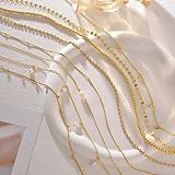 Tornito 8Pcs Waist Belly Chain 18K Gold Plated CZ Pearl Bead Belly Chain Summer Beach Sexy Body Chains Jewelry Accessories for Women Adjustable