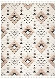 SAFAVIEH Moroccan Tassel Shag Collection Area Rug - 6'7" x 9'2", Ivory & Brown, Boho Design, Non-Shedding & Easy Care, 2-inch Thick Ideal for High Traffic Areas in Living Room, Bedroom (MTS688A)