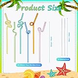 6 Pcs Wavy Glass Straw Reusable Curved Silly Glass Straws Shatter Resistant with 2 Cleaning Brushes Multicolor Clear High Borosilicate Glass Straws for Kids Adults Juice (Colorful, 10 Inch)