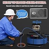 Sanyipace Sewer Camera 100FT/30M, 5600mAh Battery, 0.67in/17mm Pipe Inspection Camera with Light, DVR & Audio Recorder, 4.3" Screen, 8 LEDs, 1000TVL Plumbing Snake Camera, Included 16GB Card