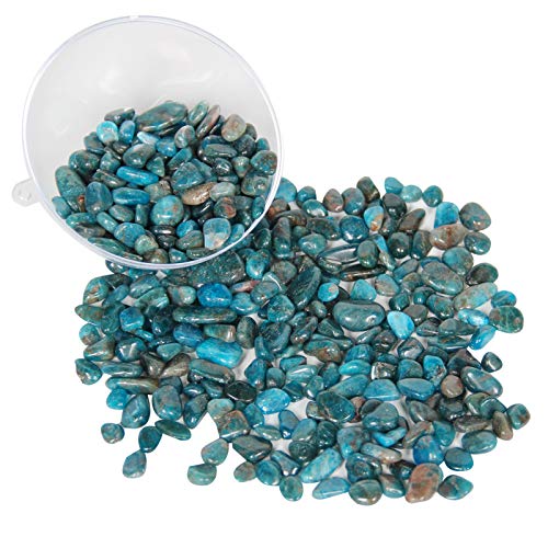 Orientrea 1.1lb Natural Crushed Blue Apatite Crystal Tumbled Chips - Blue Apatite Healing Crystals Chips Bulk, Crushed Crystal Gemstones for Crafts, Beautiful Package for Gift