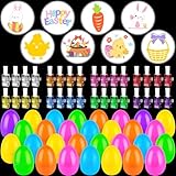 Easter Basket Stuffers - 32 Pack Prefilled Easter Eggs with Finger Projector Lights - Easter Toys Gifts Goodies Bags Prizes for Kids Boys Girls - Glow in The Dark Hunt Egg Fillers Party Favor Supplies