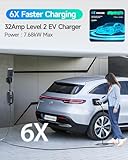 Level 2 EV Charger(32A, 240V, NEMA 14-50 Plug), Portable SAE Electric Car Charger with 25ft EV Charger Extension Cord, Adjustable Current, Home Outdoor Level 2 Mobile Electric Vehicle Charging Station