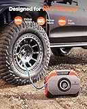 ETENWOLF VORTEX S6 Tire Inflator Portable Air Compressor for Heavy-duty Vehicle, Cordless Air Pump for Car & Inflatables with 19200 mAh Battery, 100% Duty Cycle & Dual Cylinder Bike Pump, Vivid Orange