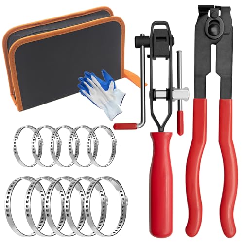 ZYLJHZ CV Boot Banding Tool - ATV CV Joint Axle Boot Clamp Pliers Tool, CV Axle Boot Clamp Kit With 10psc Crimp Bands - Ear Type Extension For Most Cars