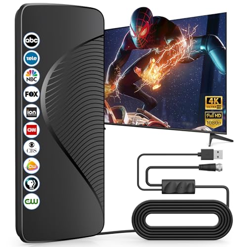 2025 Upgraded TV Antenna for Smart TV, 1600+ Miles Range, Indoor/Outdoor Digital Antenna for Local Channels, HD 4K Support, Amplified Signal Booster, Clear Reception for 1080p 4K TVs