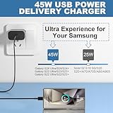 45W Samsung Super Fast Charger USB C, 45 Watt USB C Charger Block with 12FT Android Phone Fast Charging Cable Cord for Samsung Galaxy S25 Ultra/S25/S24 Ultra/S24/S23 Ultra/S23//S22 Ultra/S22/S21/S20