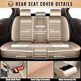 JIAMAOXIN Car Seat Covers Fit for Toyota Avalon 2001-2025: Full Set 5 Seats Faux Leather Seat Cover Waterproof Seat Protectors Automotive Seat Cushion(Beige)-2 Rows 5 Seats