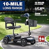 Metro Mobility Mobility Scooters for Adults, 4 Wheel Powered Mobility Scooters, Electric Scooter for Seniors Folding Mobility Scooter Lightweight 10 Miles Long Travel Range Blue