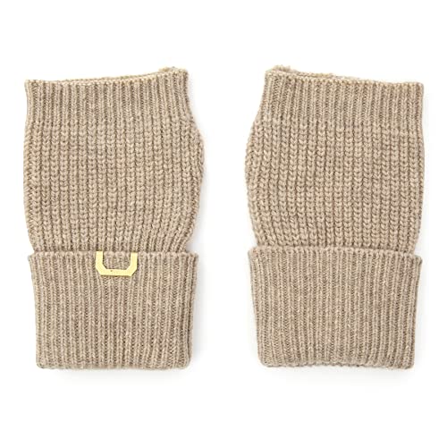 UNDERCONTROL Gold Label Cashmere Wool Blend Soft Touch Thumb Hole Fingerless Wrist Cuff Short Women Texting Warmer Cell Phone Gloves Korea (BEIGE)