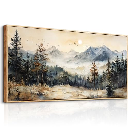 QIYILEXWART Wood Framed Canvas Wall Art For Living Room Large Wall Decor For Office Bedroom Decorations Farmhouse Pictures The Forest Paintings Stretched And Framed Artwork Room