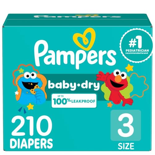 Pampers Diapers - Baby Dry - Size 3, 210 Count, Absorbent Disposable Infant Diaper (Packaging May Vary)
