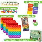 The Fidget Game Saving Wabi Sabi -130 Fun Conversation Cards & Challenges for Families, Non-Competitive Team Game, Fidgets & Questions for Family Game Night - Ideal for Kids & Adults