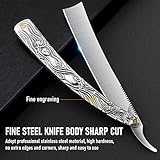 Professional Straight Razor with First Layer Cowhide Strop - Straight Edge Barber Razor Premium Stainless Steel Shaver Razor for Men Home & Salon Grooming Using