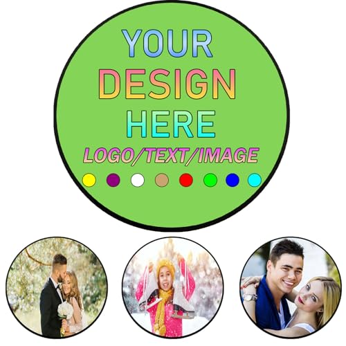 Custom Rug Personalized Area Carpet with Logo Image Text Photo, Non-Slip Machine Washable Decorative Low Pile Indoor Mat for Bedroom, Living Room, Kids Room (Round, D200 cm), Fluorescent Green