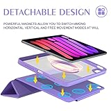 ZENLU iPad Mini 6th Generation Case with Removable Magnetic Folio Cover, Premium PU Leather, Multiple Angles Stand, Pencil Slot Charging Support, Full Protective Case for 8.3 inch iPad Mini 6 (Purple)