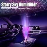 Car Diffuser Humidifier with Starry Sky Laser Lights Portable 300mL USB Powered Cool Mist Auto Shut-Off Quiet Perfect for Car Home Office Bedroom (Black)