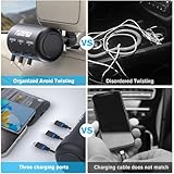 Retractable Car Backseat 3 in 1 Multi Charging Station Box with USB Type C Lightner Retractable Cables for All Phones | iPhone | Samsung | Android | Uber | Share Ride Customer Charging Dock