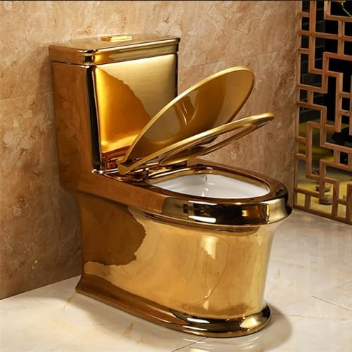 Gold Toliet, Toliet Bowl With Comfort Seat, Toilets For Bathrooms, One Piece Toilet, Elongated Toilet With Comfort Height, Dual Flush Toliet